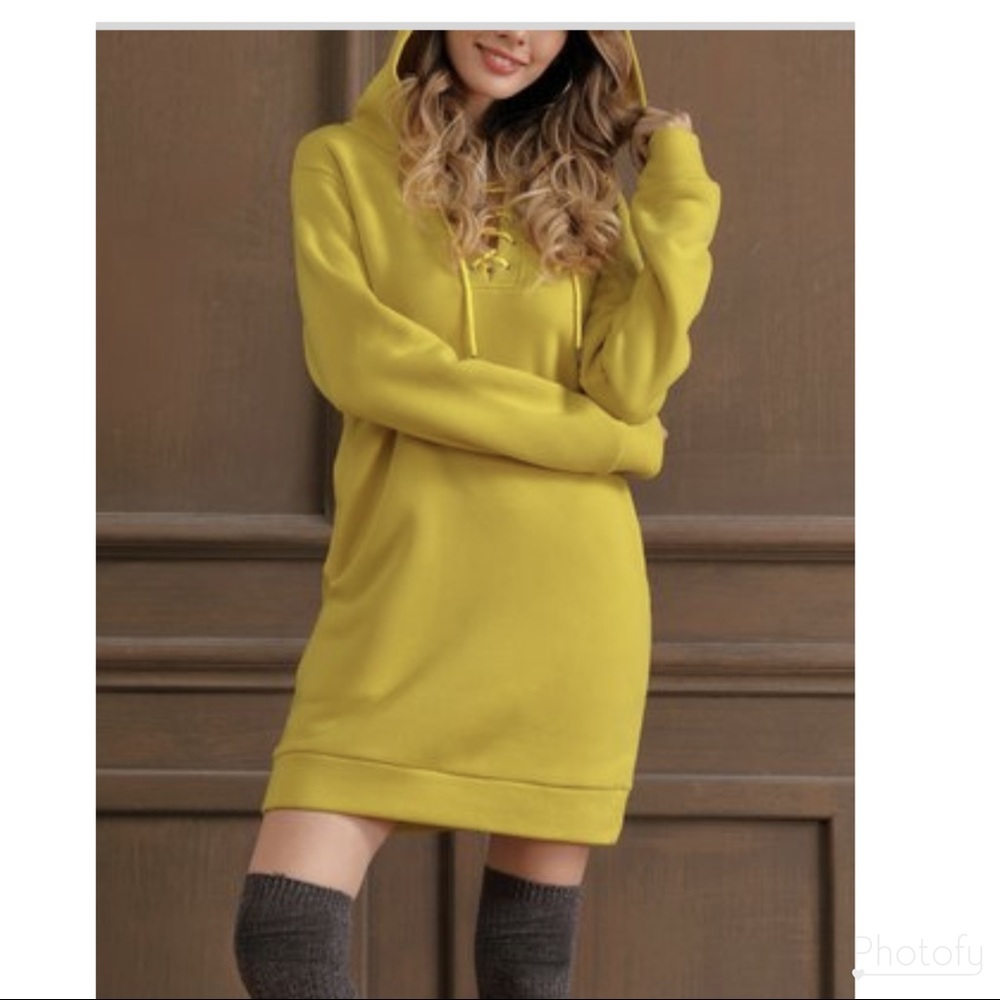 NEW| XL-2X| Blissful Balance Saffron Hooded Sweatshirt Dress